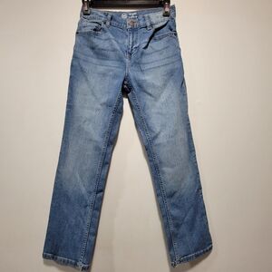 Wonder Nation Straight Youth Girls Size 12 Elastic Button Waist Blue Denim Jeans